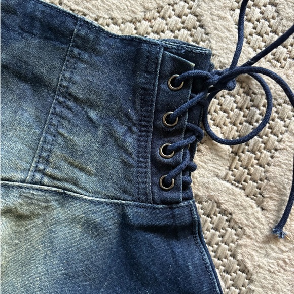 DollsKill | Current Mood Pleated Floral Denim Side Lace Up Y2K Grunge Mini Skirt - Picture 7 of 8